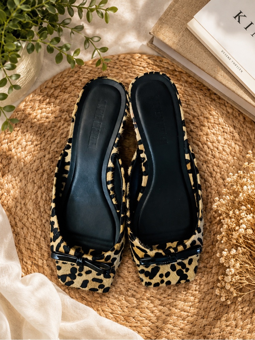 Steve Madden Black and Brown Loafers with Leopard Print